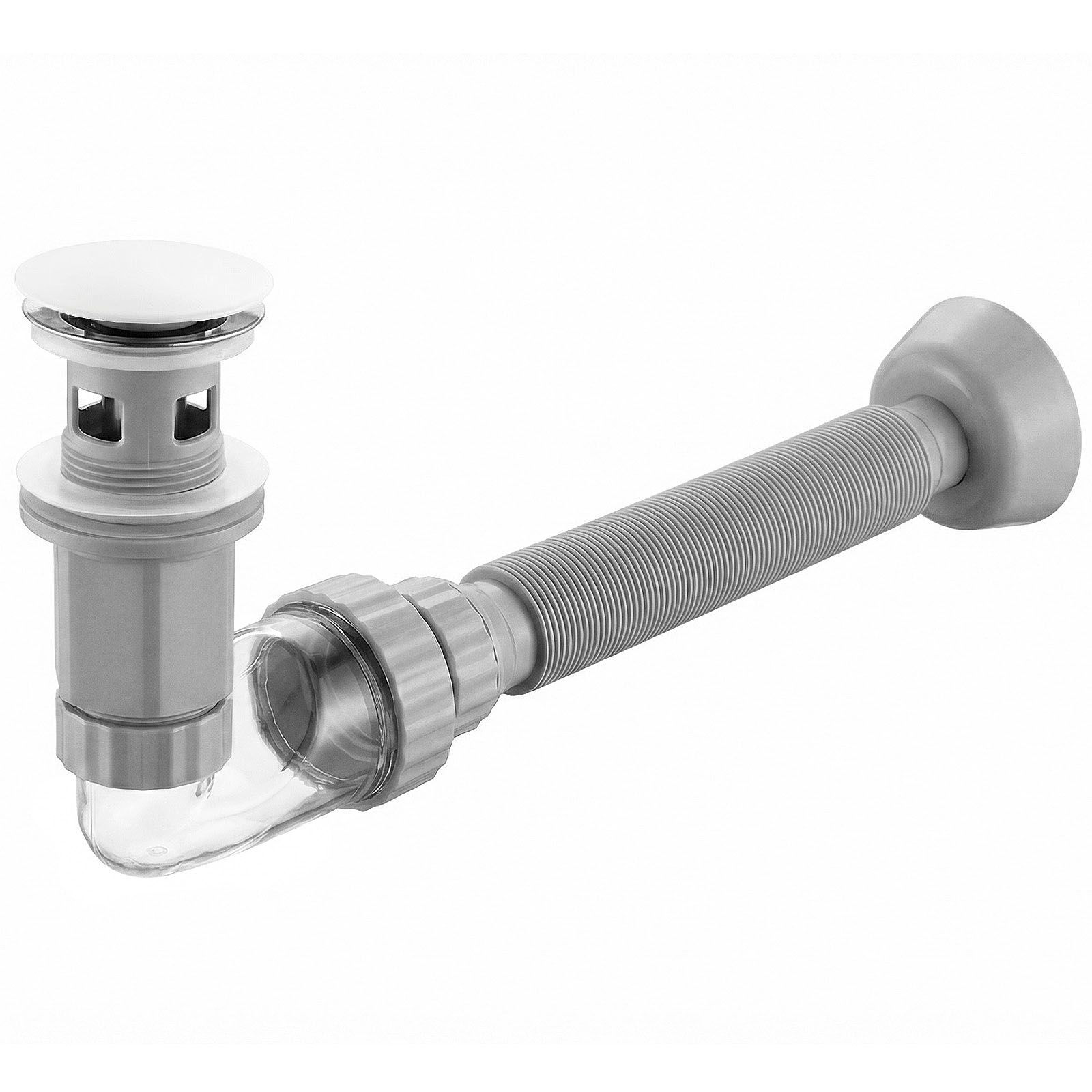 Rea sifón de lavabo klik-klak universal flow white, 93x6,6x11,8 cm