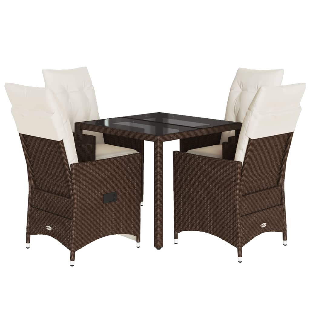 vidaXL set comedor de jardín 5 piezas y cojines ratán sintético marrón