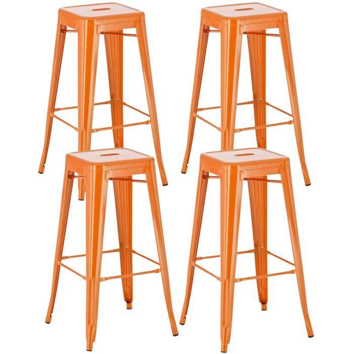 Taburetes de bar metálicos - naranja - 4 uds.