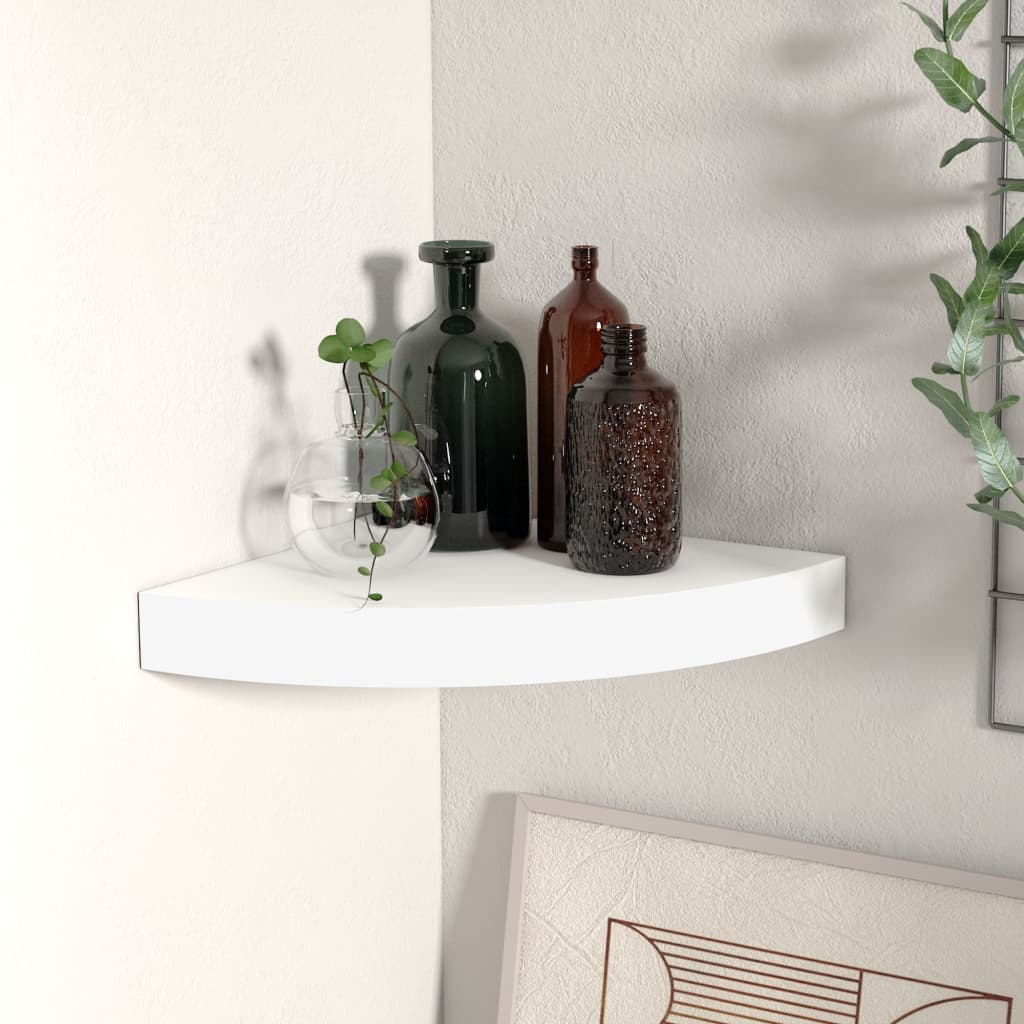 Estante flotante de esquina mdf blanco 25x25x3,8 cm