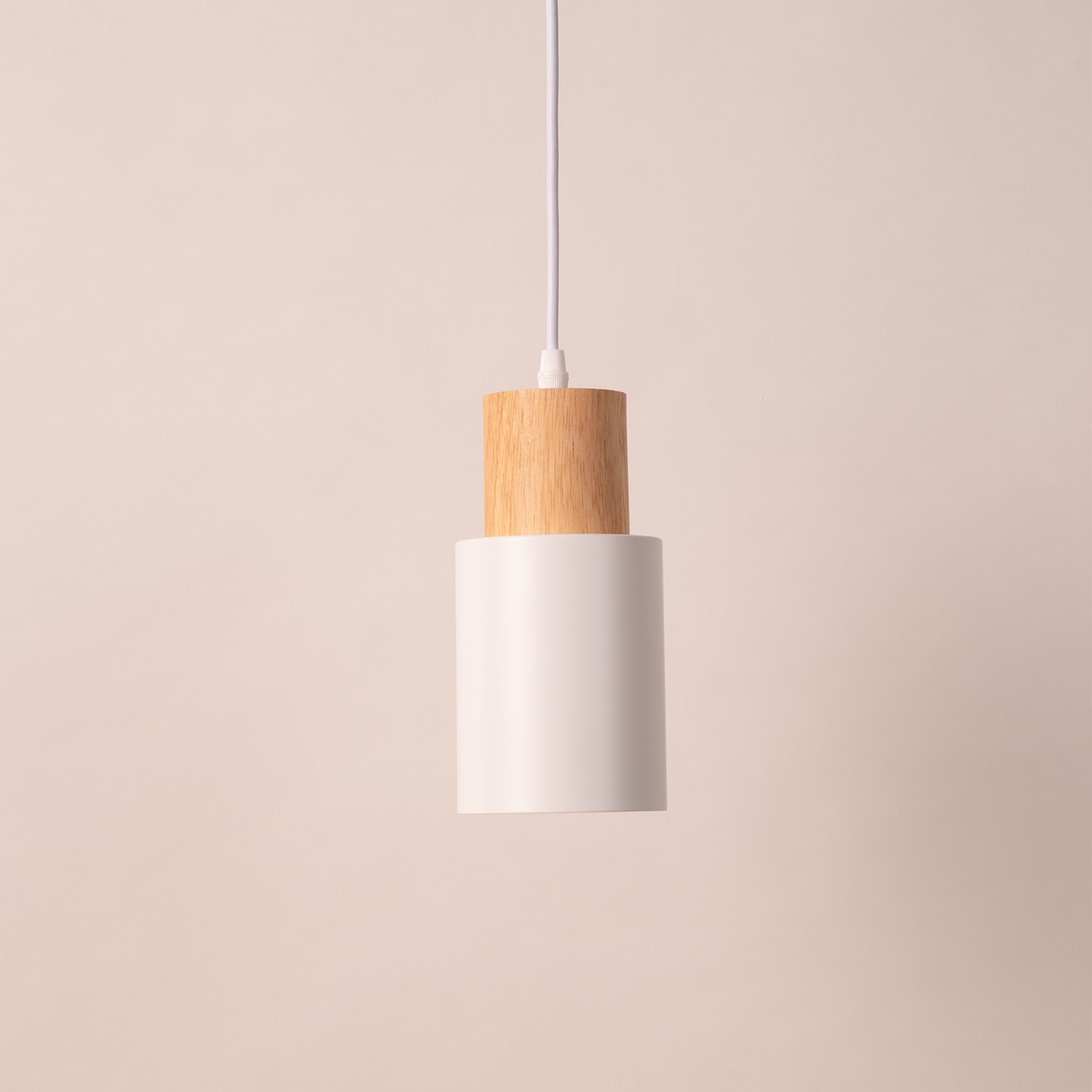 Lámpara coLGante de metal blanco y madera – escandinavo y moderno E27