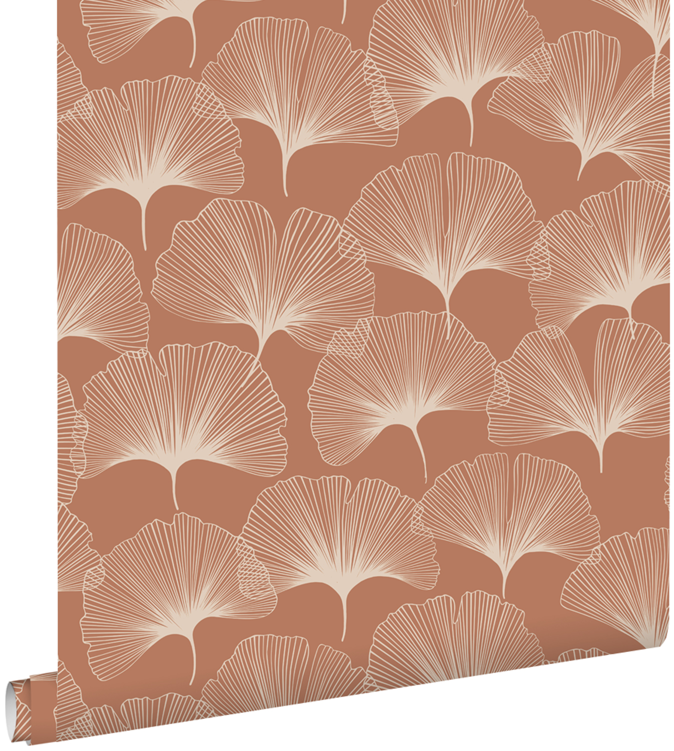 Estahome papel pintado hojas de ginkgo rojo barro cocido 53 cm x 10.05 m