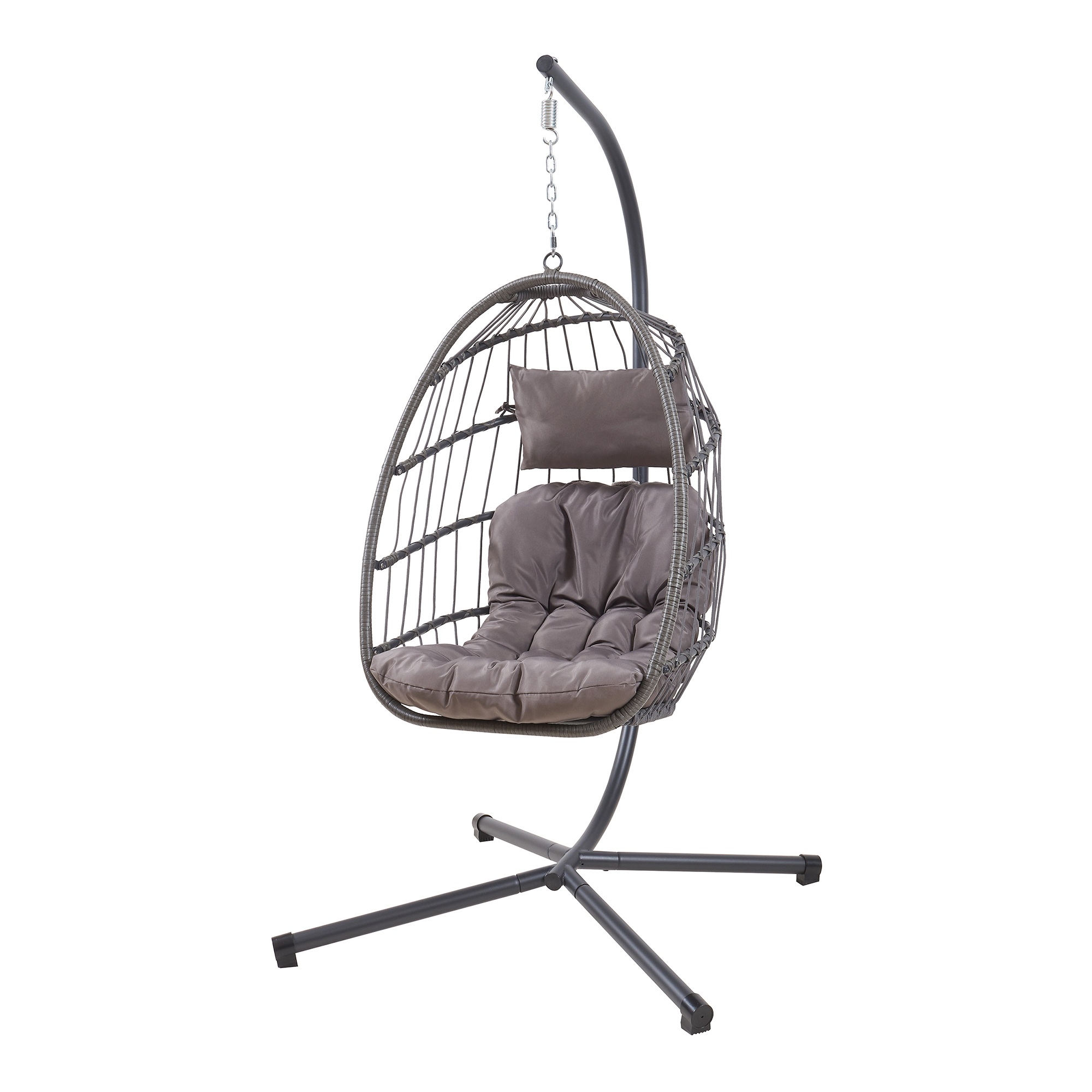 Silla coLGante edeng con soporte y cojín 196x110x95cm - gris [en.casa]