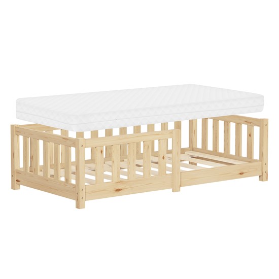 Cama de suelo infantil con colchón 70x140cm natural madera maciza pino