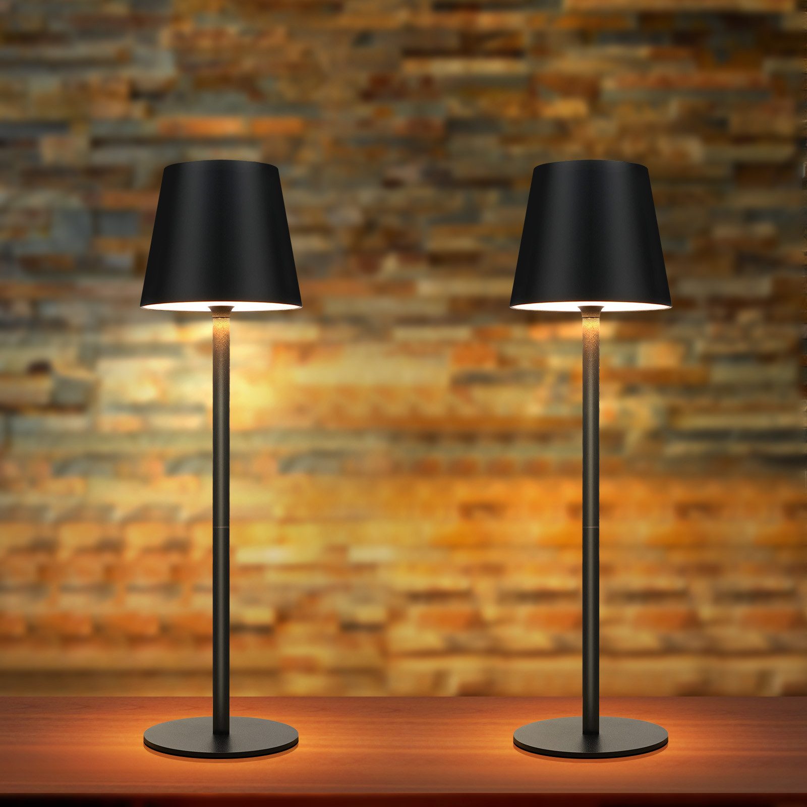 Nettlife lámpara de mesa LED negro 11x11（2er-set）