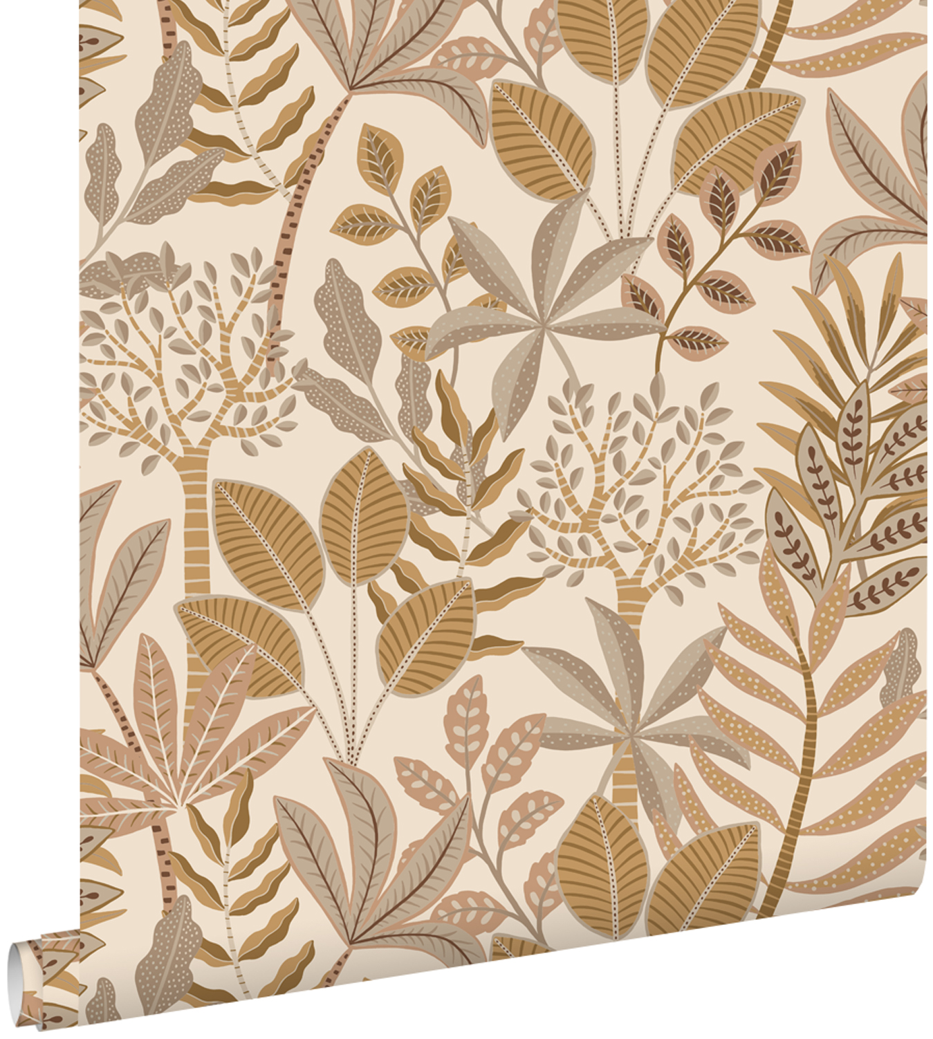 Estahome papel pintado hojas beige y color arena 50 x 900 cm