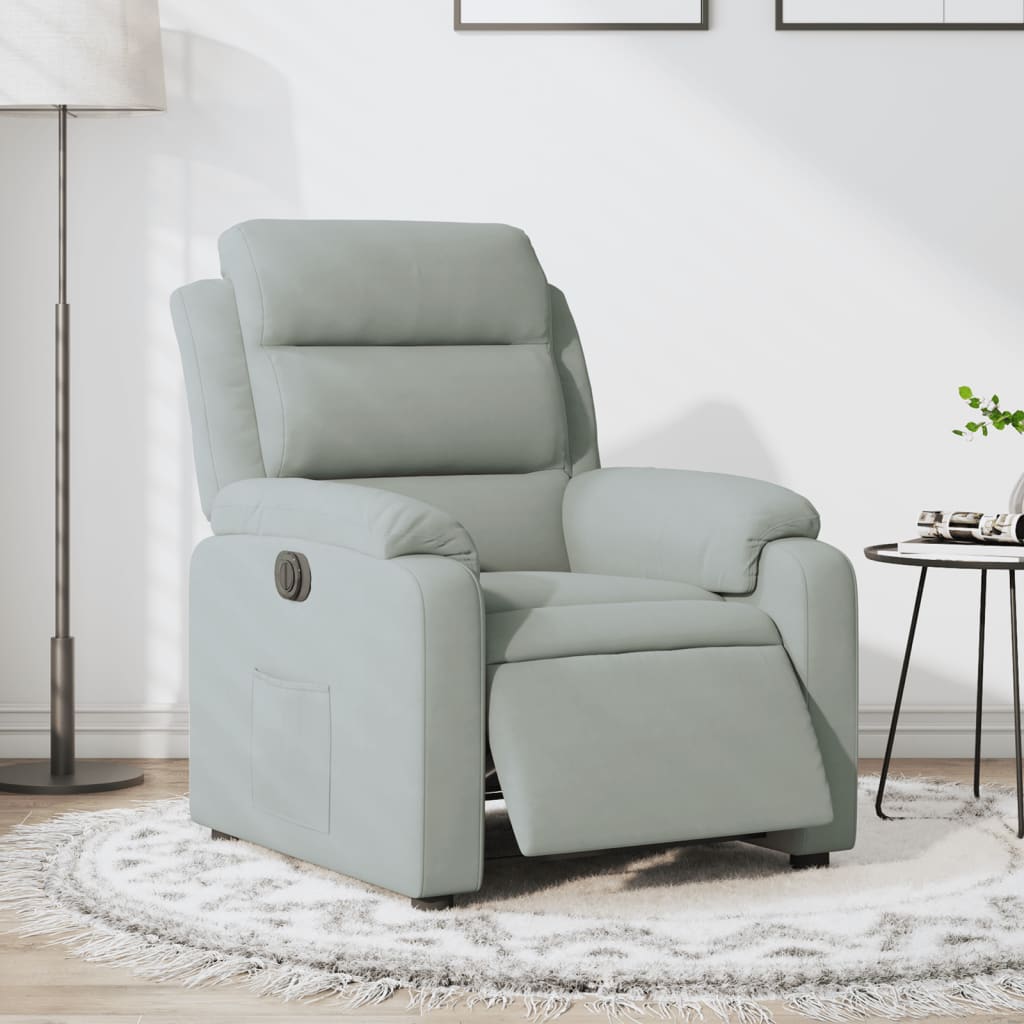 Sillón reclinable eléctrico de terciopelo gris claro qweo5049