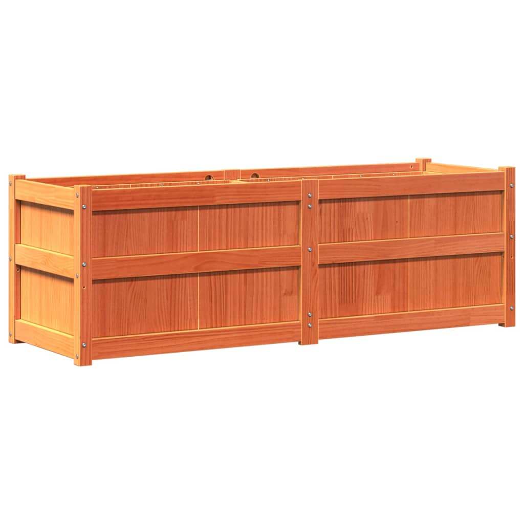 vidaXL jardinera exterior madera maciza pino marrón cera 150x50x50 cm