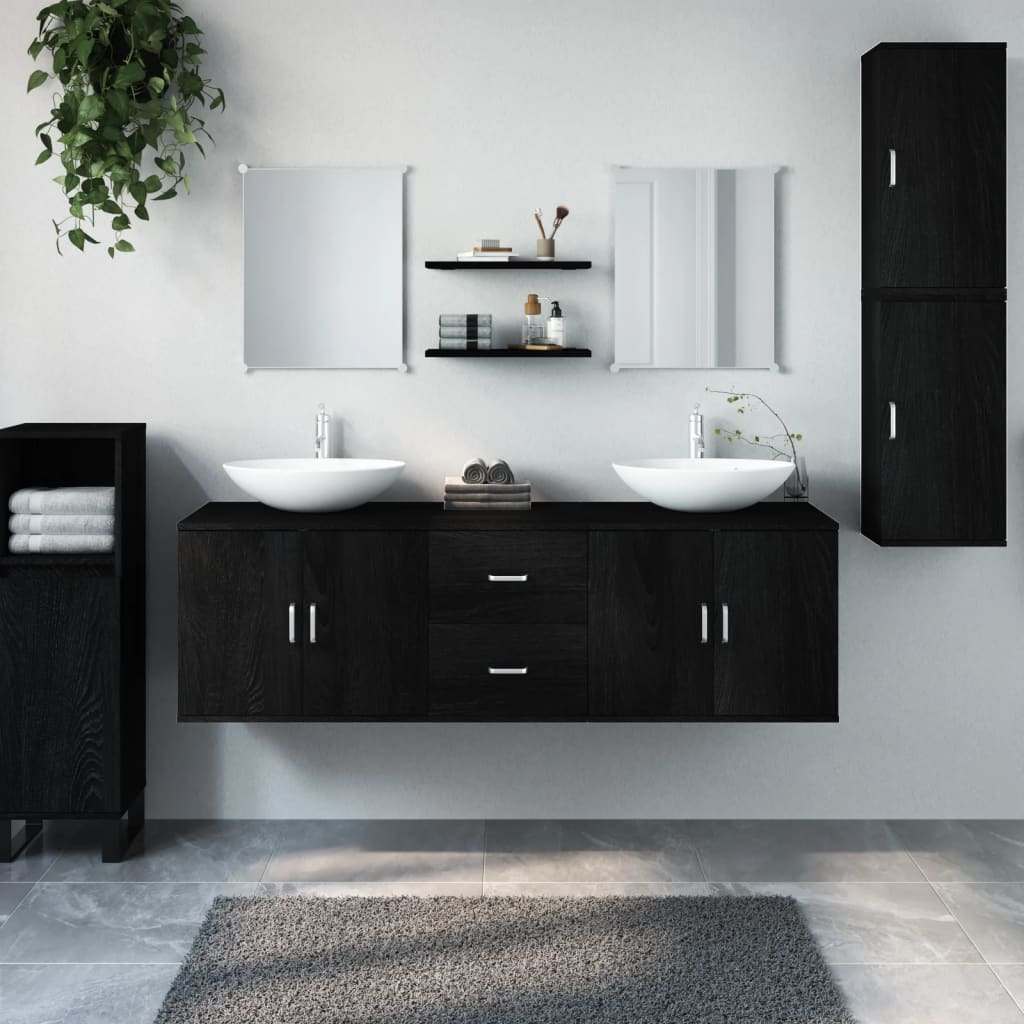 Juego de muebles de baño de 7 piezas en madera negra