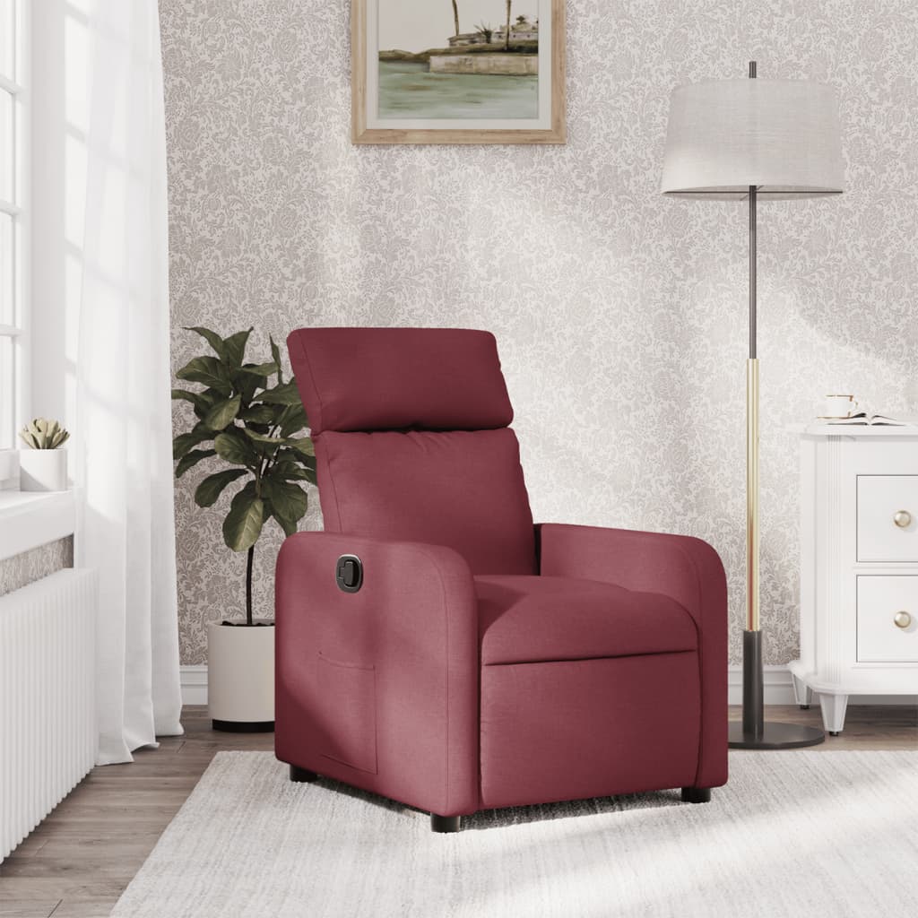 Sillón reclinable de tela rojo tinto qweo6627