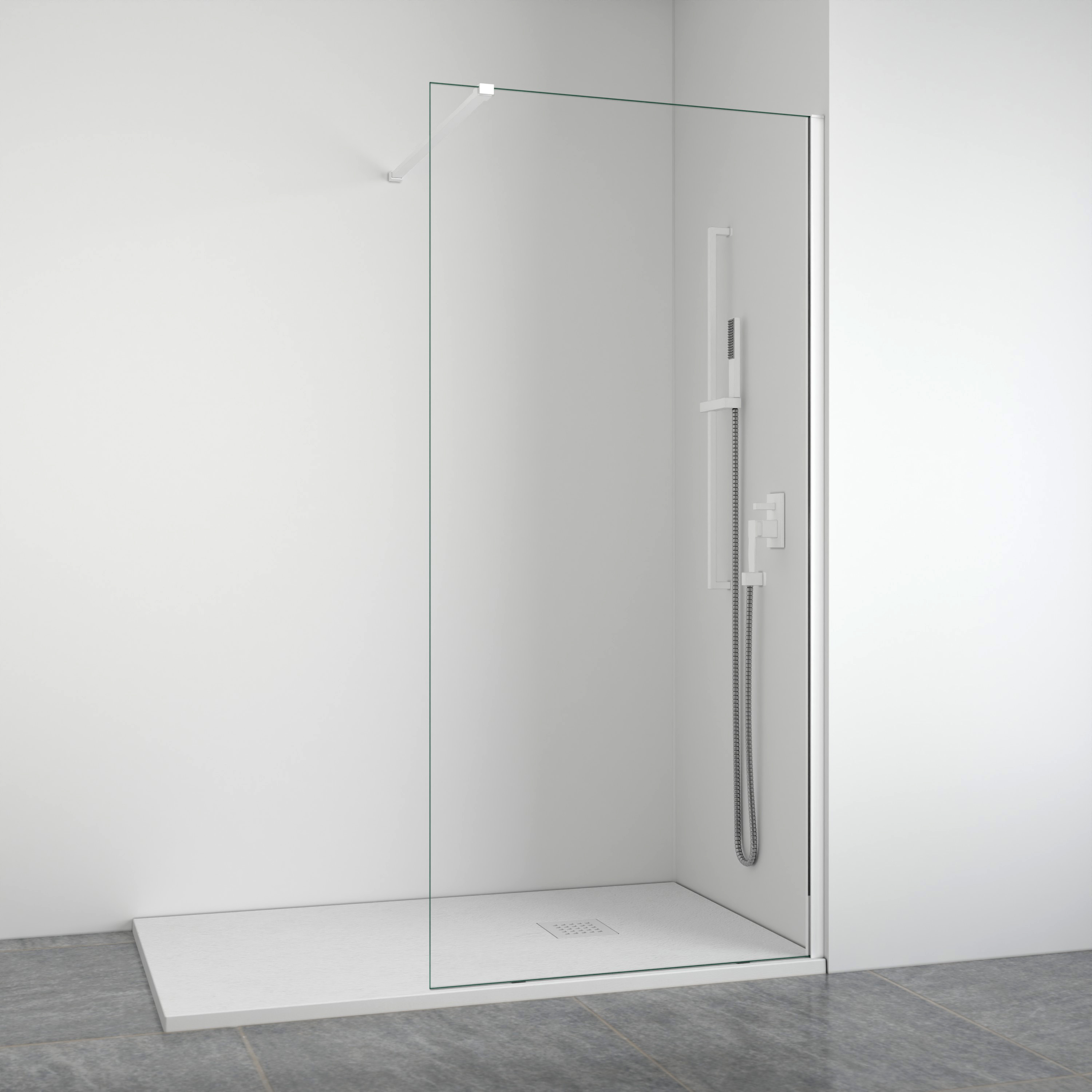 Mampara de ducha frontal fija 8 mm blanca 118-120 cm bellobath