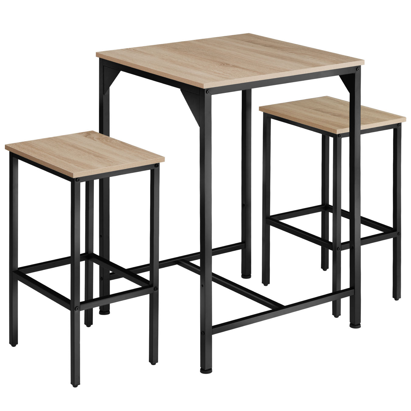 Tectake juego de muebles altos de madera para 2 personas, marrón claro