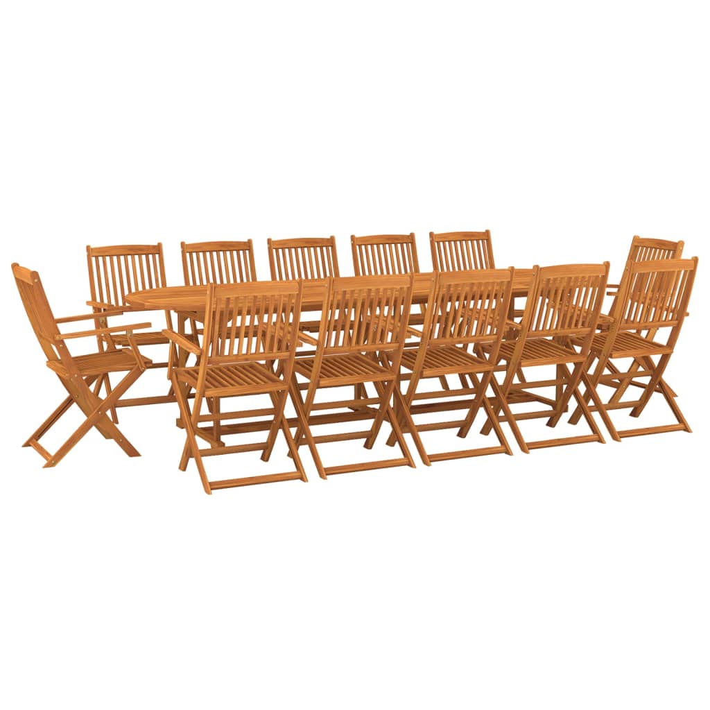 vidaXL set comedor de jardín 13piezas madera maciza acacia 280x90x75cm
