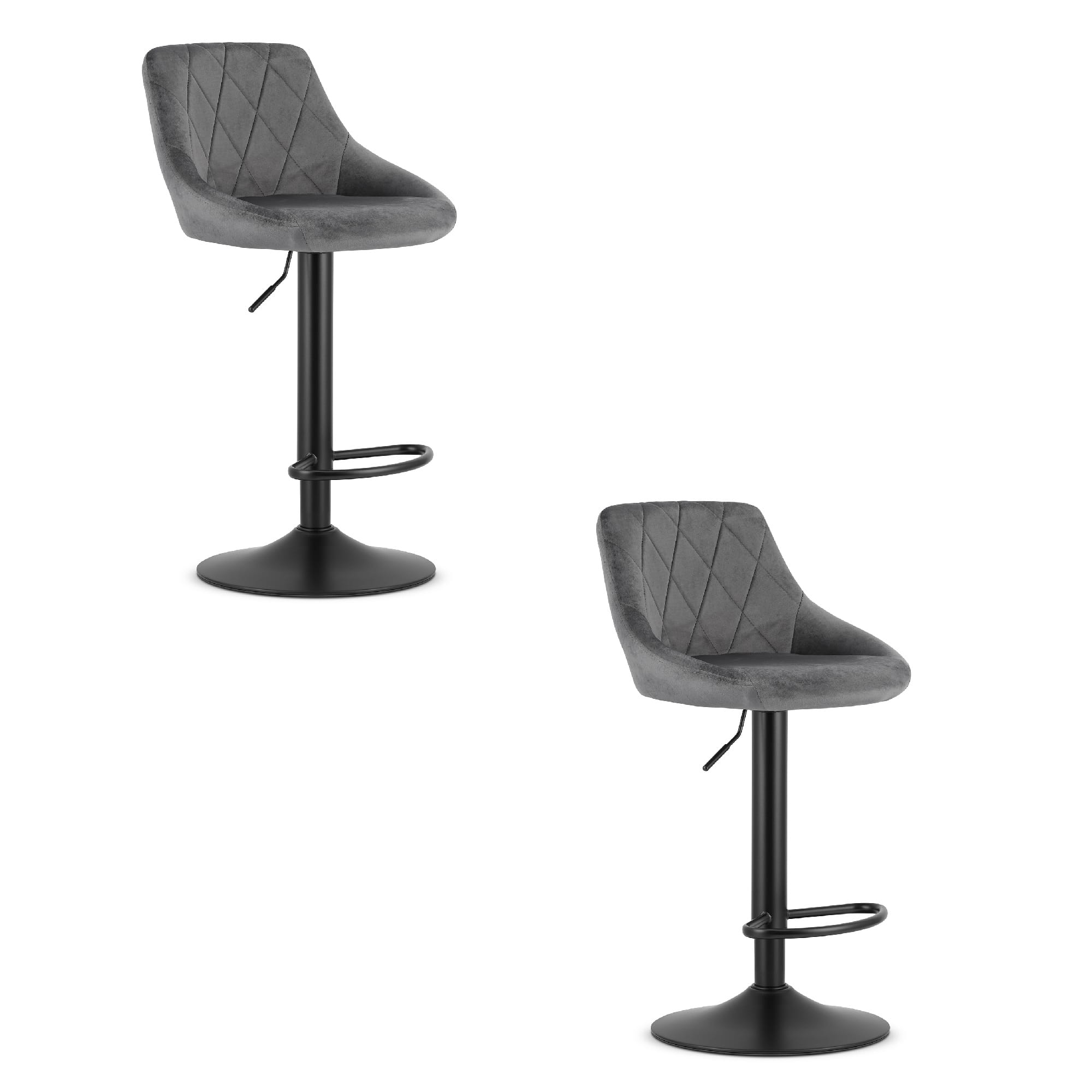 Valora taburetes giratorios daka terciopelo gris base negra x2