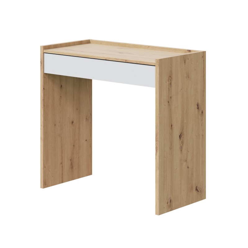 Mesa de escritorio compacta con cajón 81,5x40 cm noa blanco - roble nodi