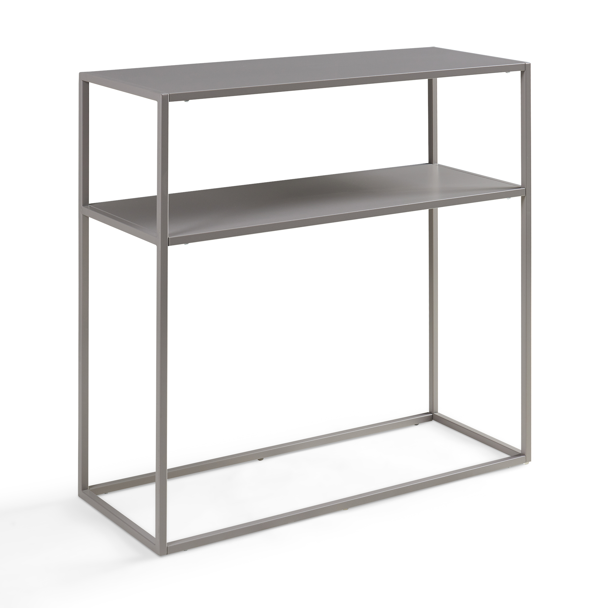 Mesa consola kuhmo con estante metal 80x80x30 cm - gris claro [en.casa]