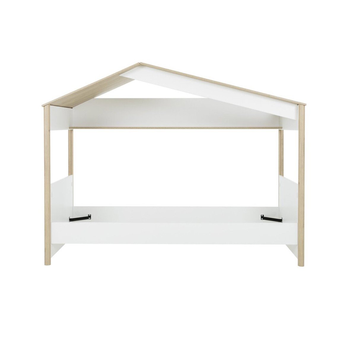 Cama cabaña 90x200 cm - efecto blanco y madera - matis