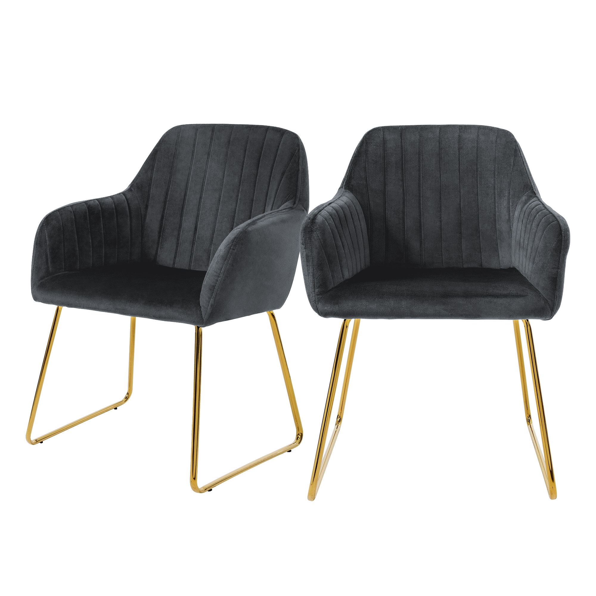 Set 2x sillas de comedor de terciopelo gris diseño ergonómico