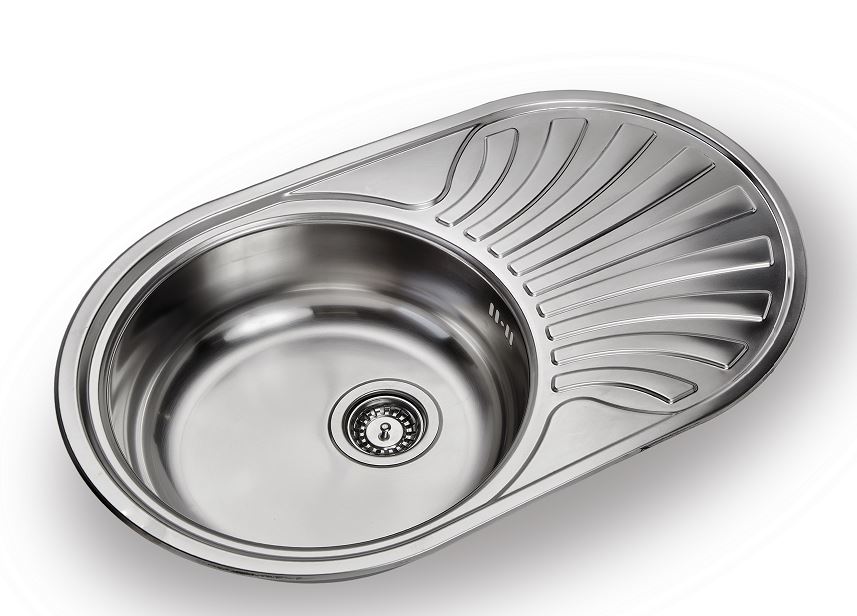 Fregadero de cocina 1 cubeta más 1 escurridor, acero inoxidable satinado.