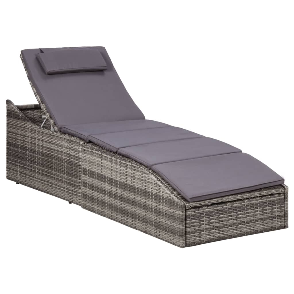 vidaXL tumbona con cojín ratán sintético gris