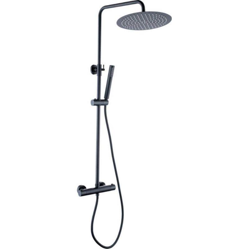 Columna de ducha termostática ebro negra mate ø 30cm negro