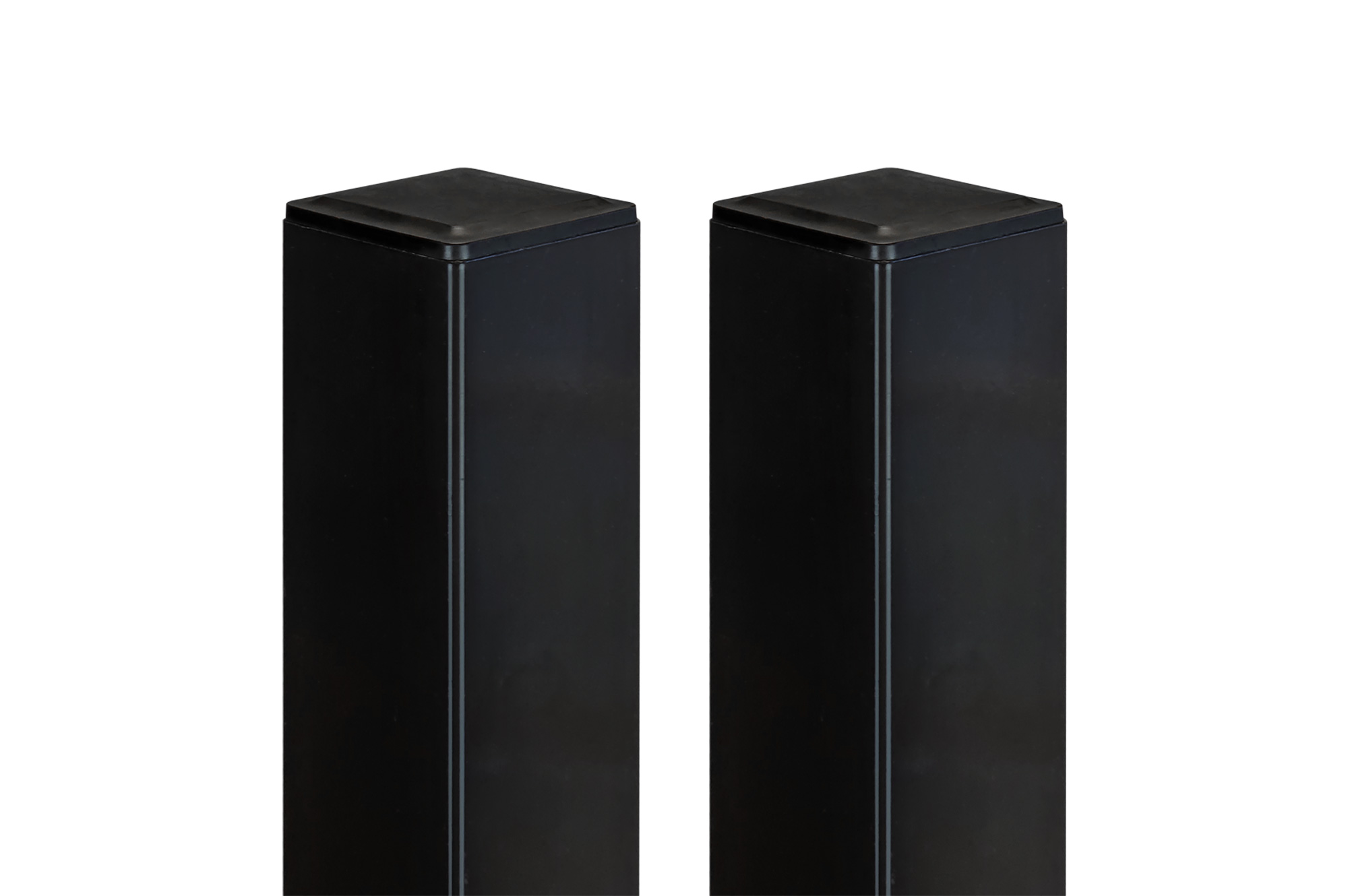Juego de 2 postes de hierro dario 6x6cm alt.190cm negro mate