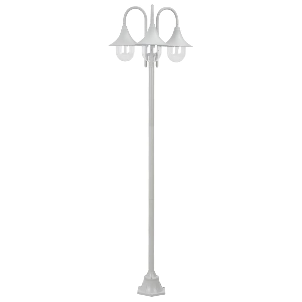 vidaXL farolas de jardín con 3 luces aluminio blanca E27 220 cm