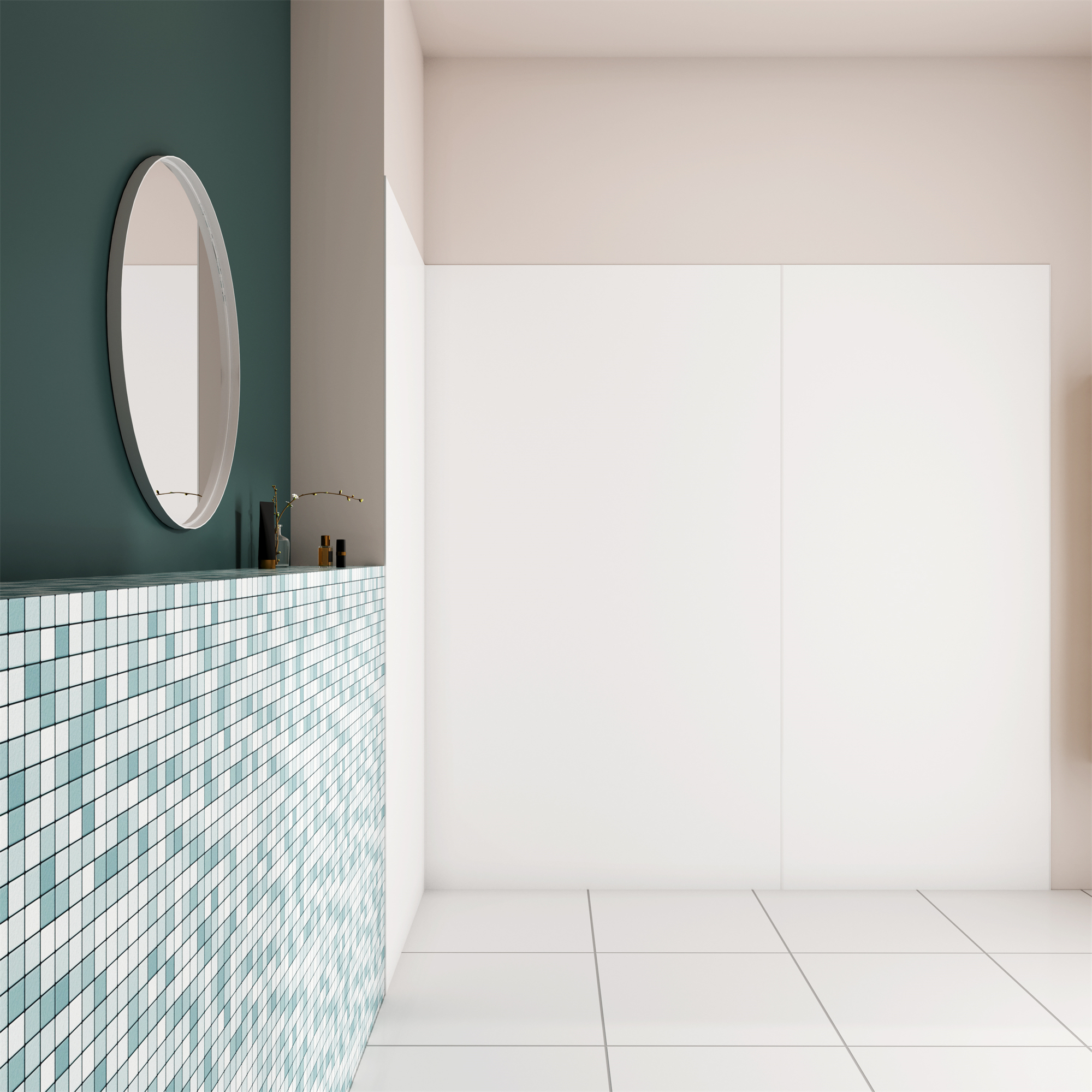 Panel angular de pared para ducha en aluminio,blanco mate,90x90x120x210cm