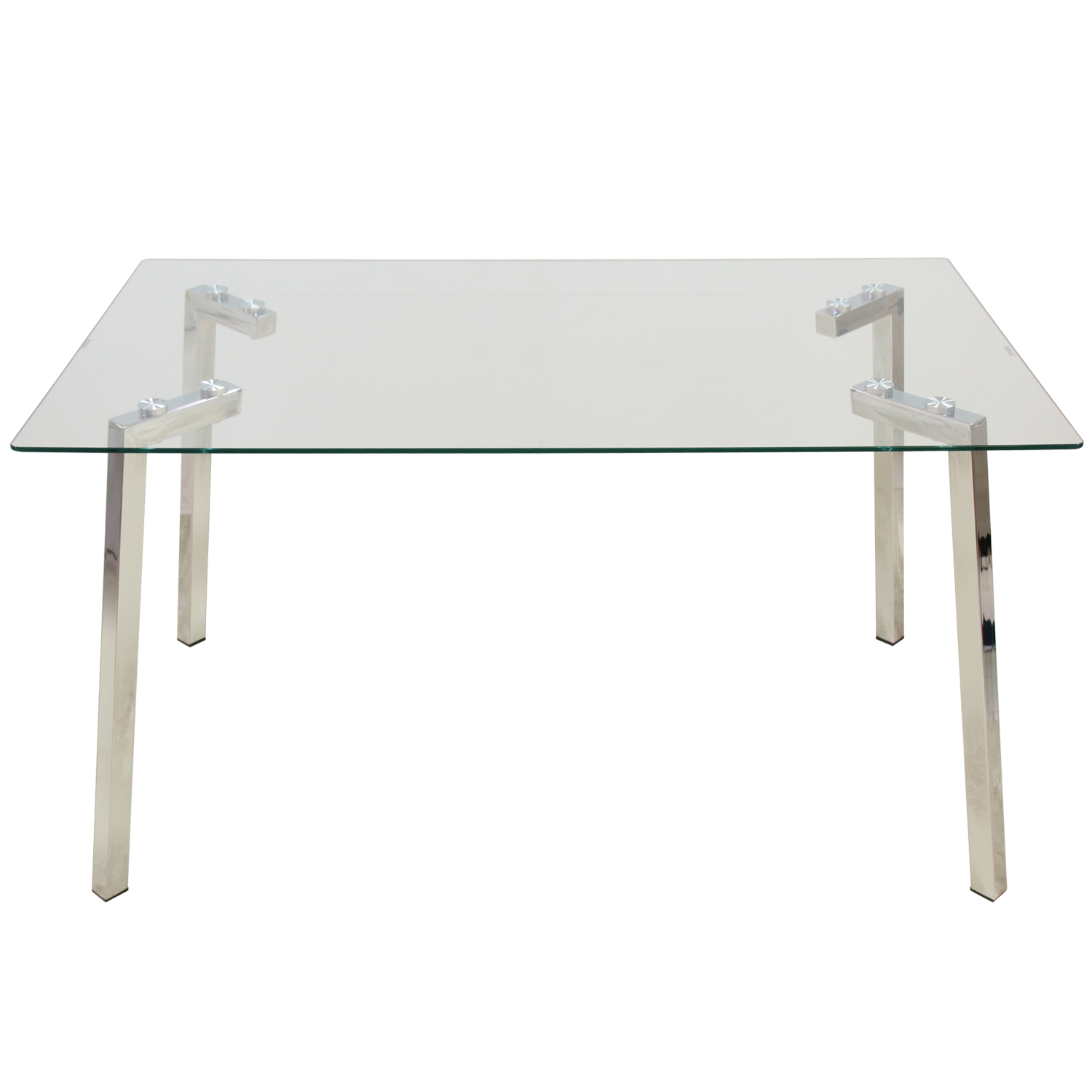 Mesa comedor metal, cristal patas: acero inoxidable
