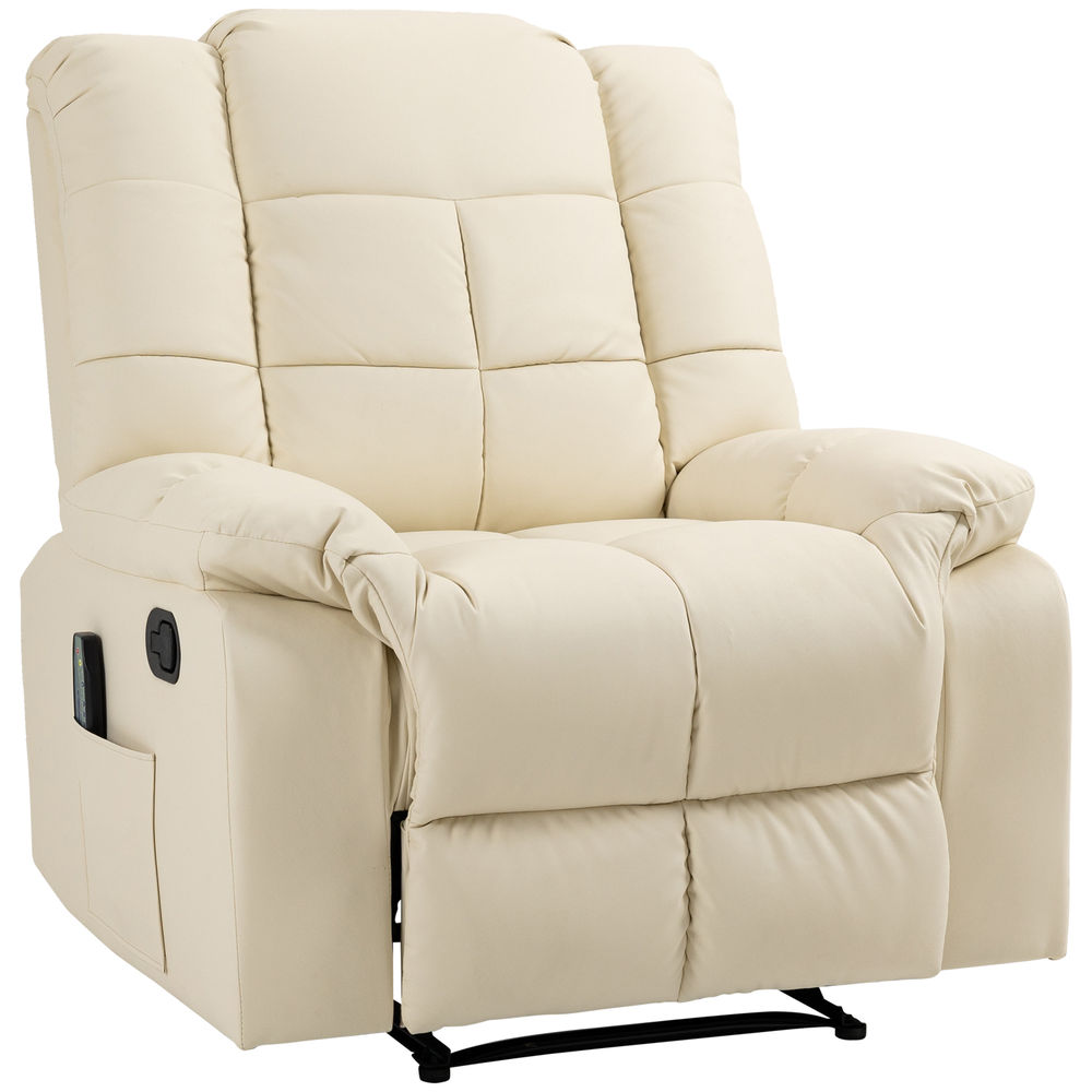 Sillón masaje reclinable 94x99x99 cm pu color beige Homcom