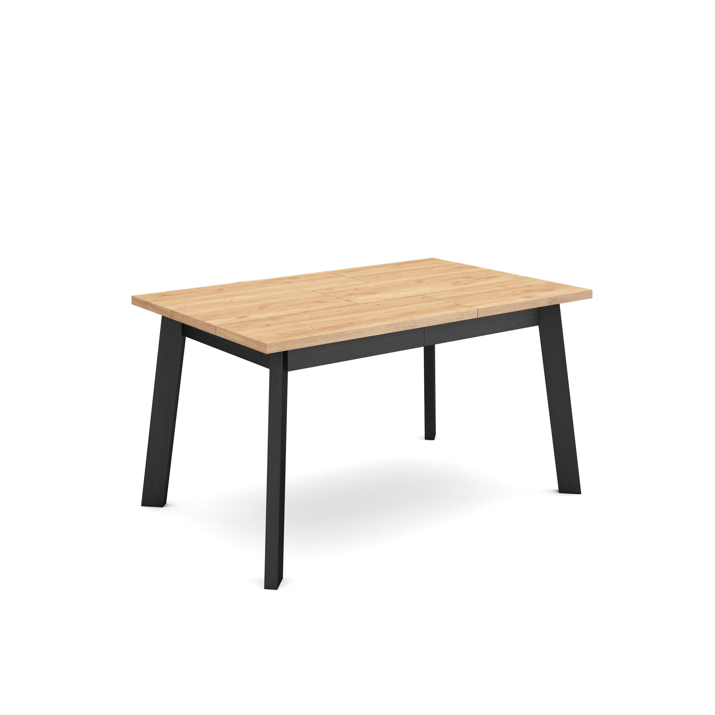 Mesa comedor, 140x90x75cm, roble y negro, patas de madera rf2903