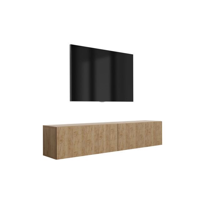 Unidad tv mural - roble craft ranurado - 170x32x33,6 cm