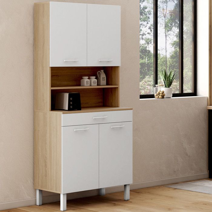 Aparador de cocina cina en haya blanca - 80 cm