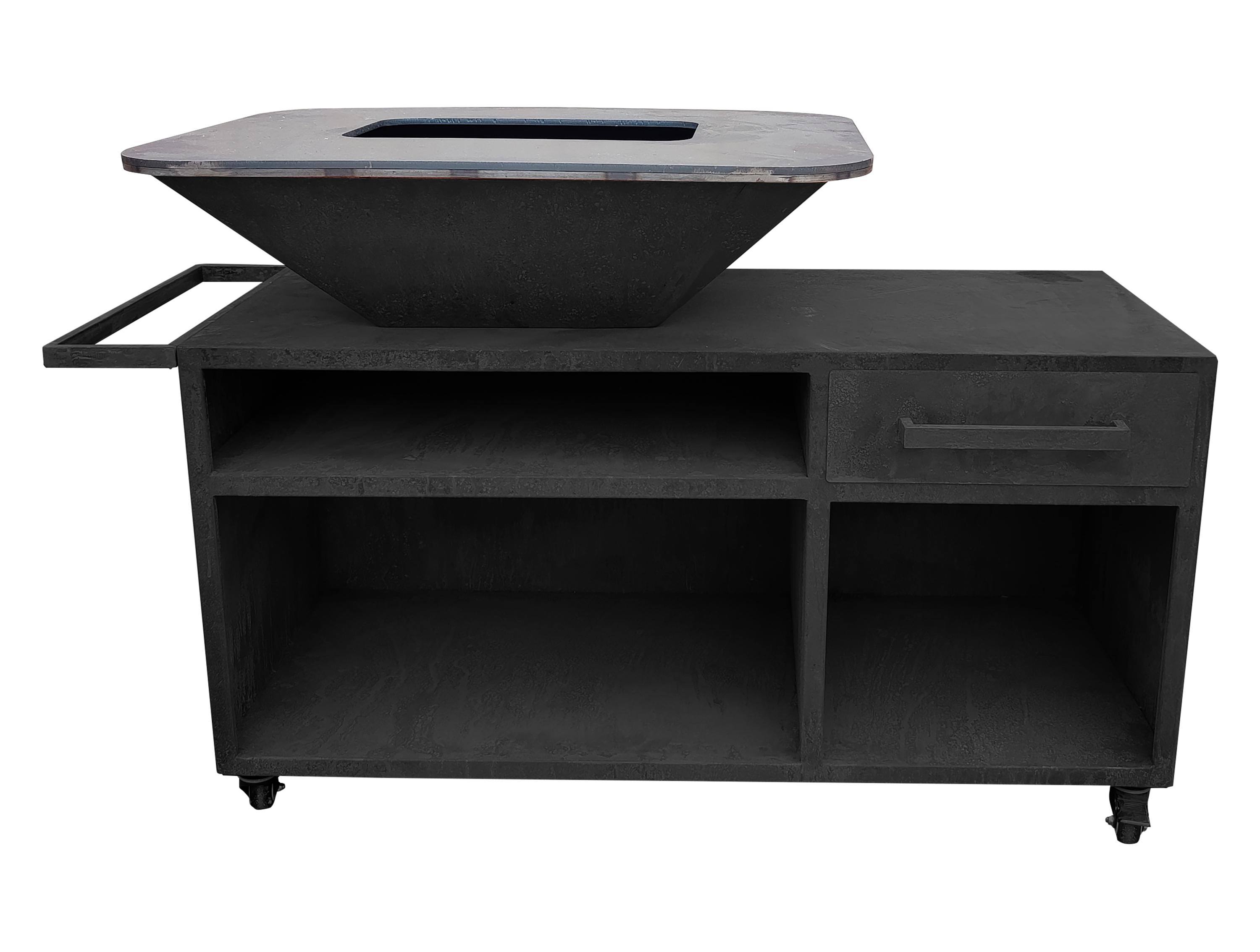 Barbacoa grande con mueble y plancha acero