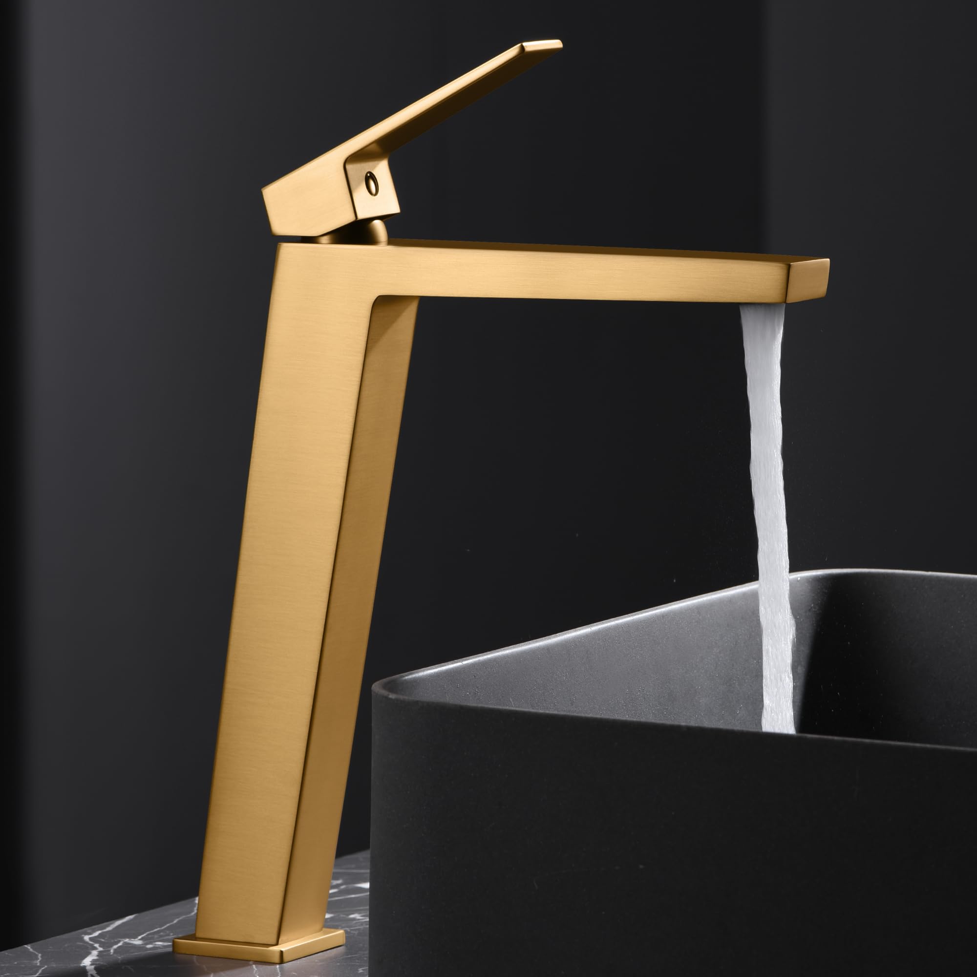 Imex - grifo monomando lavabo caño alto oro serie art