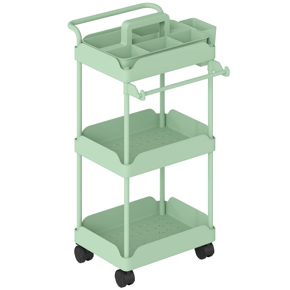 Carrito de cocina 42x42.5x76 cm metal, plástico color verde Homcom