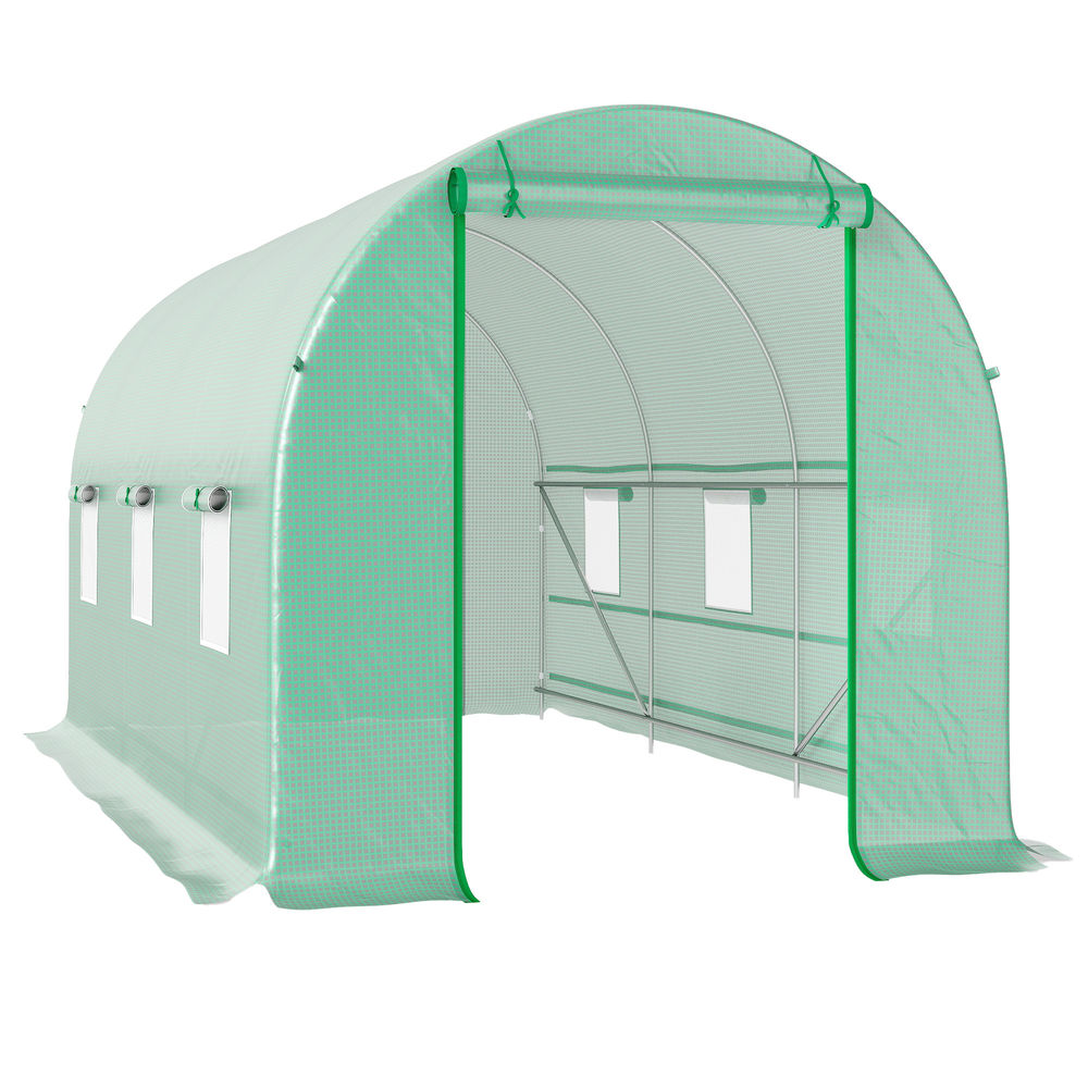 Invernadero de túnel 400x200x200 cm pe, metal color verde Outsunny