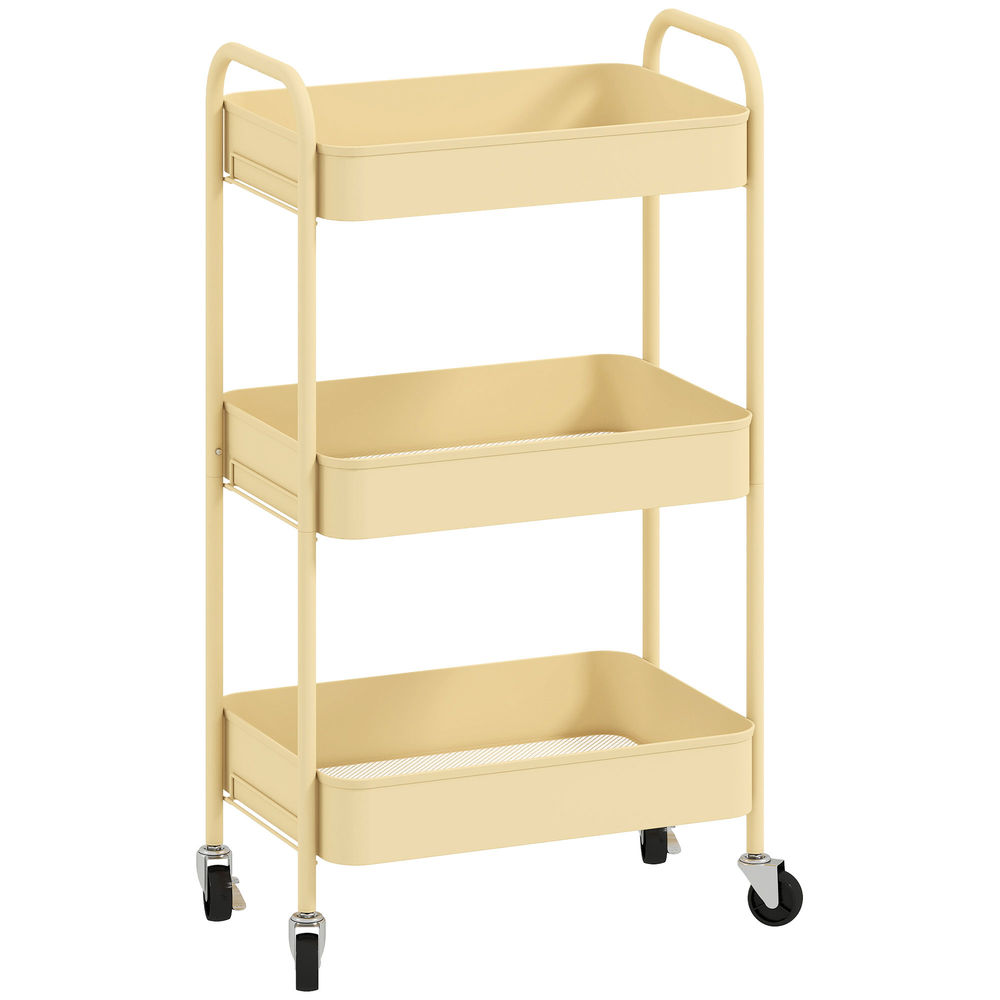 Carrito de cocina 45x30.6x79 cm acero color amarillo Homcom, hogar - cocina