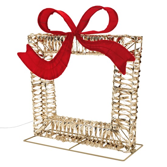 Caja de regalo decorativa de navidad con lazo y marco de luces 500 LED