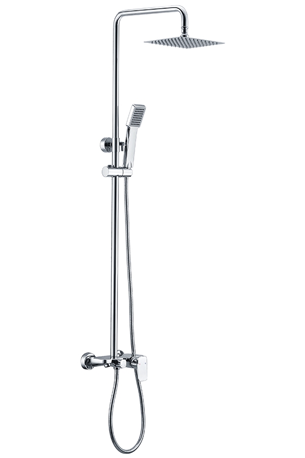Columna de ducha monomando con barra extensible con caño de bañera cromo