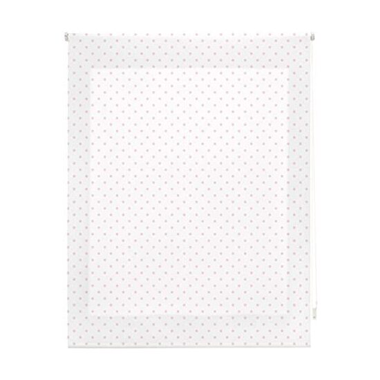 Estor enrollable premium 160x180 blanco con motas rosas