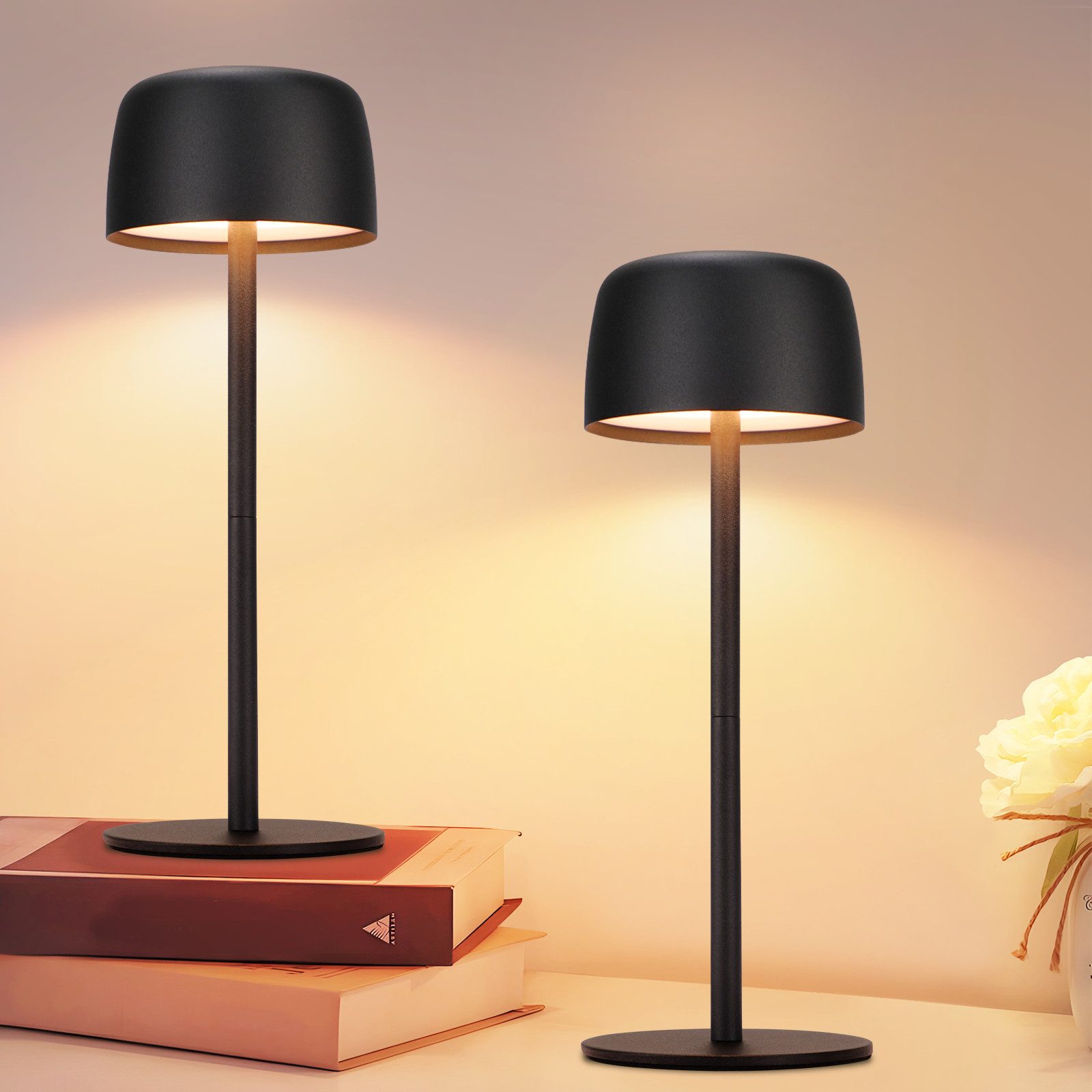 Nettlife lámpara de mesa LED negro 9x9(2er-set)