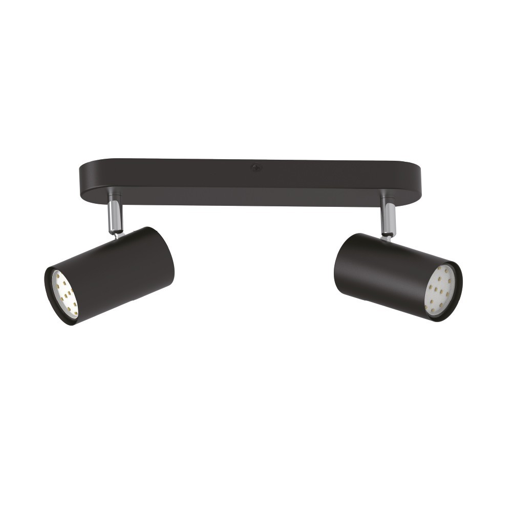 Regleta 2 luces lucas negro 5.5cm