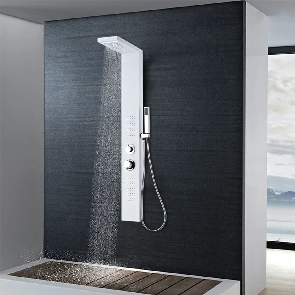 vidaXL sistema de panel de ducha aluminio blanco mate
