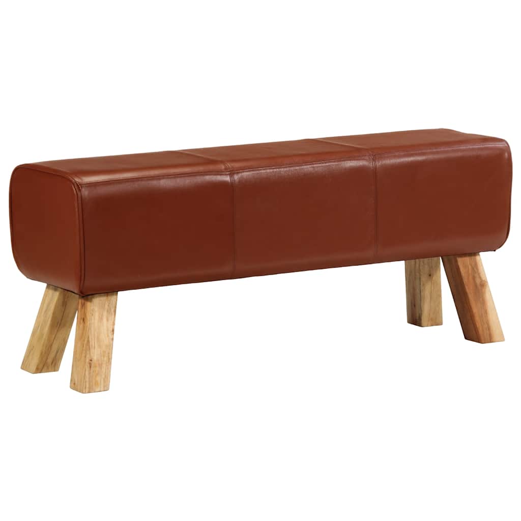 Banco potro bok madera de mango y cuero marrón 110 cm oif715898
