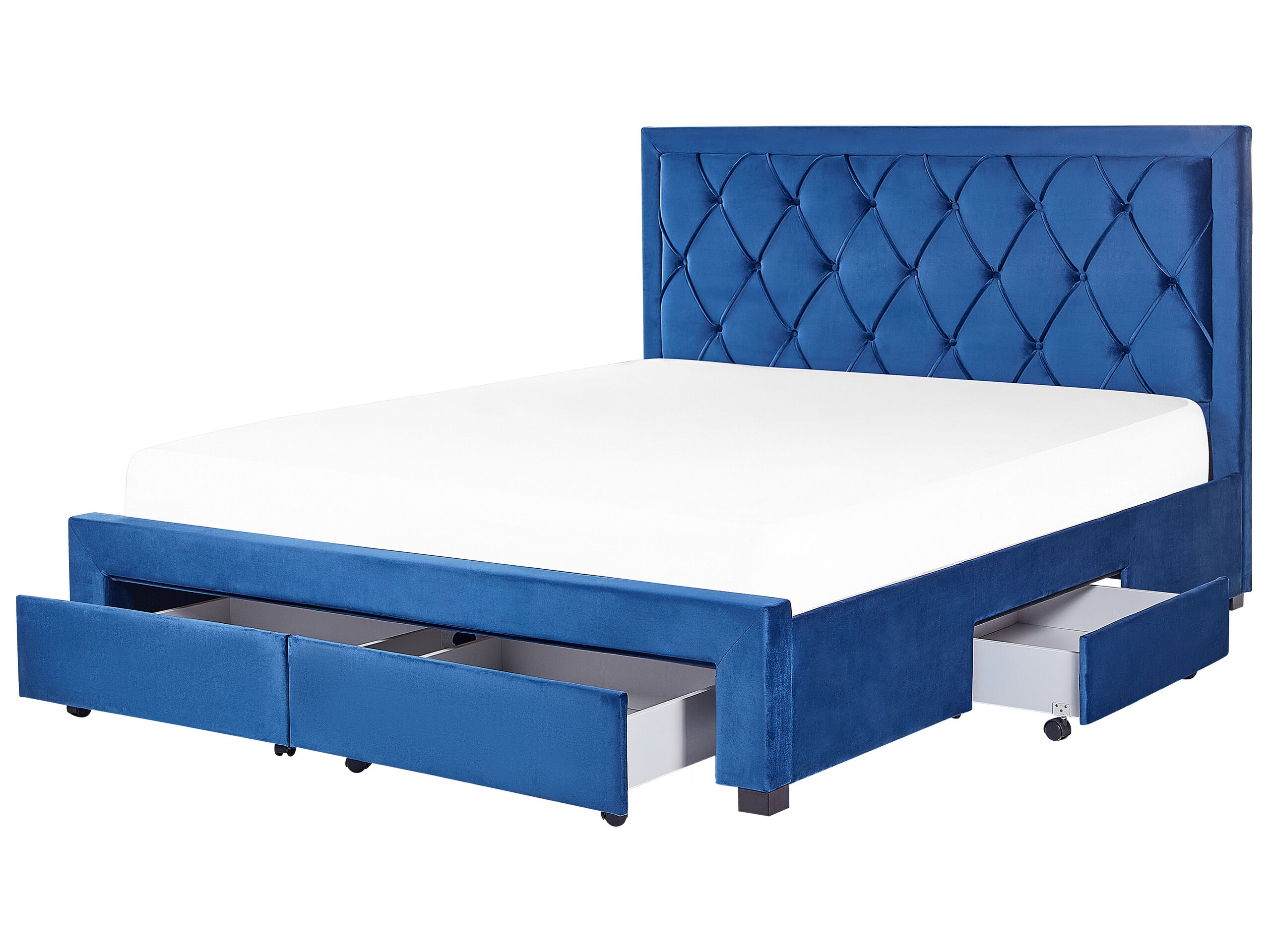 Cama con cajones lievin terciopelo azul marino 180 x 200 cm
