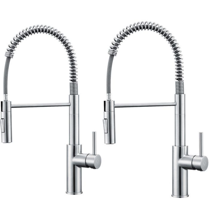 Grifo de cocina - acero inoxidable - rotación 360° - 2 chorros - resistente