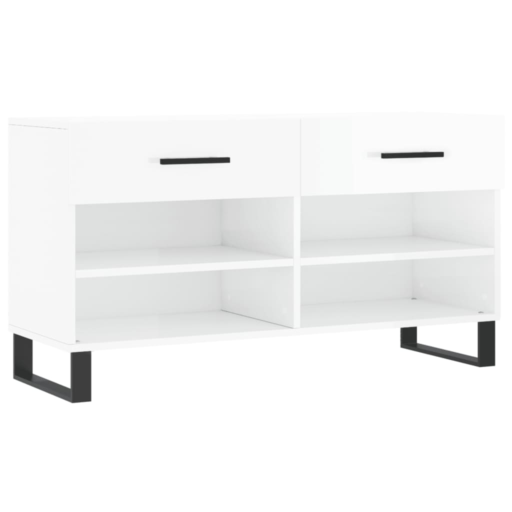 vidaXL zapatero madera de ingeniería blanco brillo 102x35x55 cm