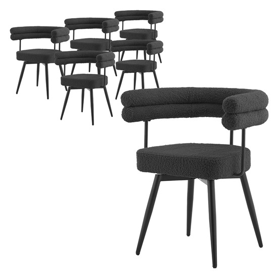 6x sillas de comedor giratorias 360° tapizado tejido teddy gris oscuro