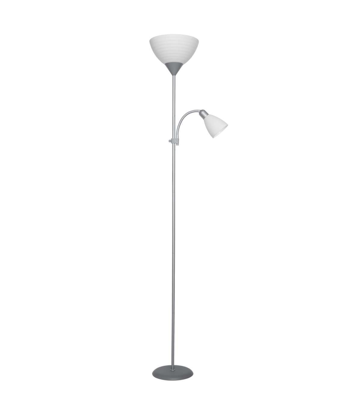 Lámpara de pie milo 2 luces, elegante y moderna en plata